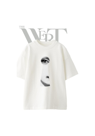 Thewert Goz Anahtar Deligi Tasarım Baskılı Ünisex Beyaz Oversize T-shirt