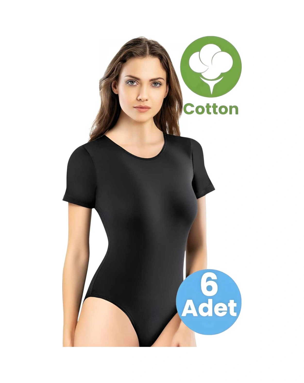 Tezzgelsin Kadın 6'lı Kısa Kollu Çıtçıtlı Body Siyah