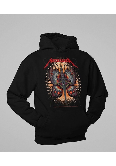 Tasarım Rock Metal Müzik Grubu Baskılı Unisex Oversize Metallica Siyah