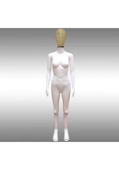 Vitrin Mankeni, Bayan Plastik Boy Mankeni, Metal Gold Kaplama Beyaz