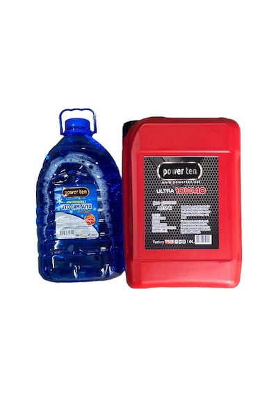 Power Ten 10W-40 Motor Yağı 10 L + Cam Suyu 5 L