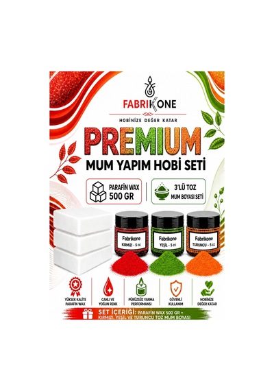 Premium Mum Yapım Hobi Seti - Parafin Wax 500 Gr - 3'lü Toz Mum Boyası Seti - Kırmızı, Yeşil, Turuncu Bkfabpw5003kyt Karışık