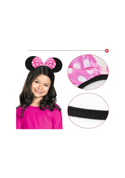 Pembe Fiyonklu Minnie Mouse Tacı Mini Kulak N712