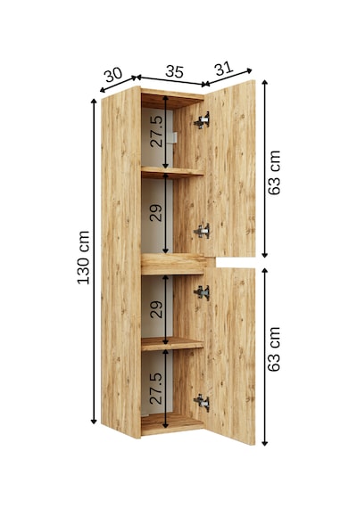 Roomart Atlantik Mat Mdf 130 X 35 Cm Banyo Boy Dolabı Atlantikçam