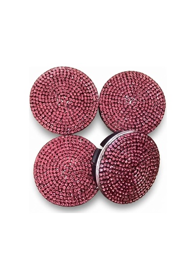 Kristal Taşlı Geçme Jant Göbeği Kapağı Pembe 4'lü 55mm