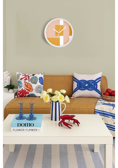 Modern Tasarım Duvar Saati - 30cm - Önü Camlı Beyaz Kasa - Sessiz Mekanizma-jh0405 Beyaz