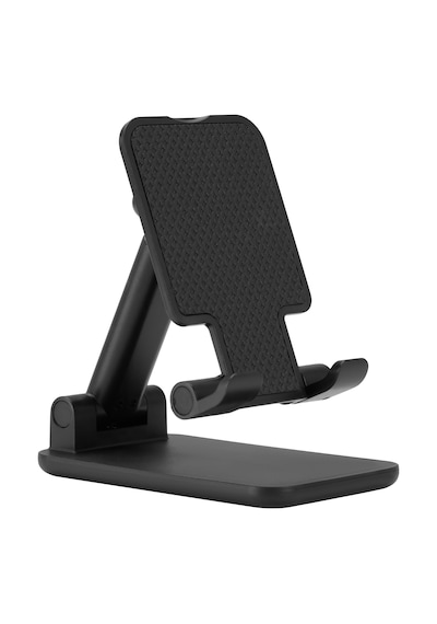 Ayarlanabilir Yükseklikli Masaüstü Telefon Ve Tablet Standı Katlanabilir, Çok Açılı, Kaymaz Silikon Pedli Tutucu Siyah