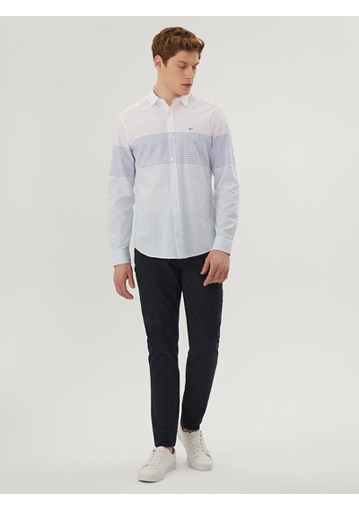 Loft Regular Fit Erkek Gömlek U.kol Whıte Blue