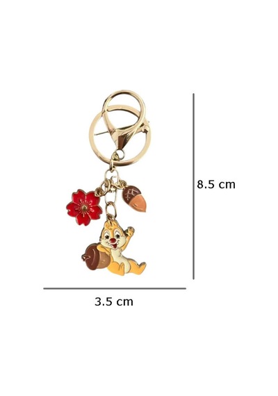 Sevimli Sincap Metal Charm Anahtarlık Çok Renkli Çok Renkli