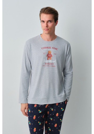 Suwen Ginger Erkek Pamuklu Pijama Takımı Msh10510338628 Lacivert