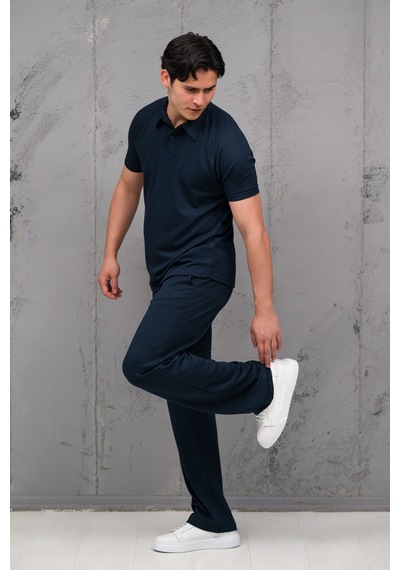 Mass Plus Regular Fit Likralı Kendinden Çizgili Yarım Baggy Pantolonlu T-shirt Takım Lacivert Mass Plus Regular Fit Likralı Kendinden Çizgili Yarım Baggy Pantolonlu T-shirt Takım Lacivert