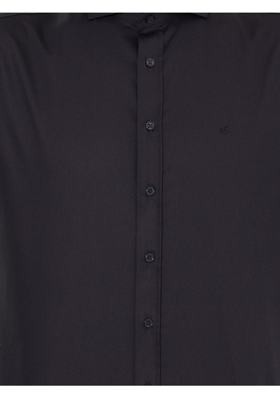 Cacharel Siyah Slim Fit %100 Pamuk İtalyan Basic Gömlek