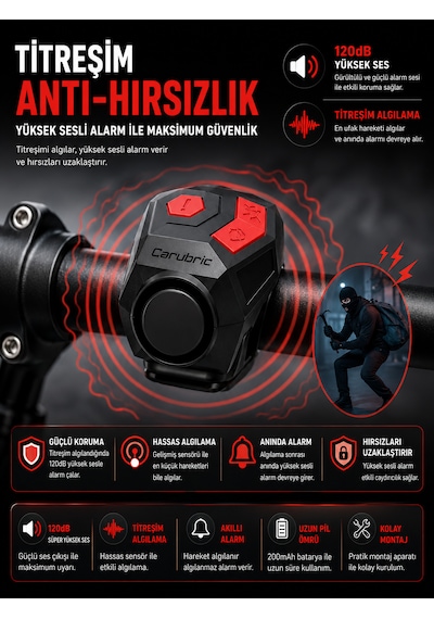 Kenly 20 Db Usb Şarjlı Bisiklet Kornası Alarm Zili Anti Hırsızlık Elektrikli Korna Scooter Uyumlu Siyah