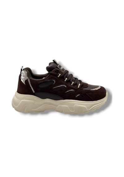 Queen Step 1001-26 Süet Cilt Simli Anatomik Kadın Sneaker Kahverengi