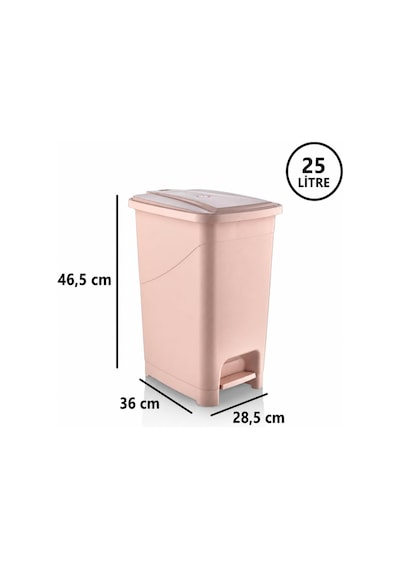 Omnipazar Srl-3029 Slim Pedallı Plastik Çöp Kovası İç Kovalı 25 Litre Pembe