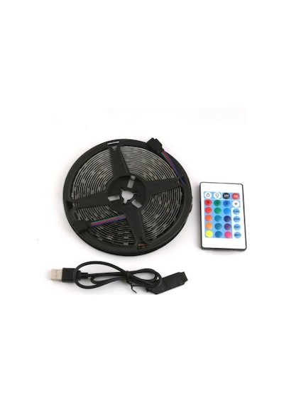 Rgb Şerit 30 Led Kumandalı Usb Bağlantılı Siyah