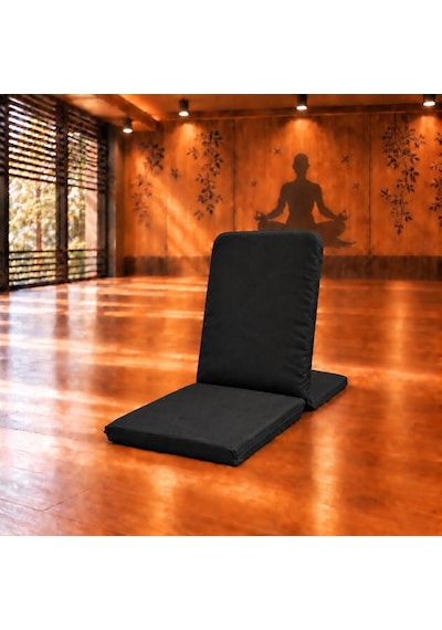Meditasyon Sandalyesi Backjack Destekli Yer Minderi Su Ve Leke Tutmaz Duck Kumaş Siyah