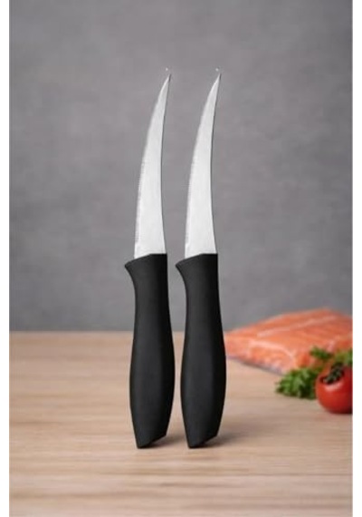 Sebze Ve Meyve Bıçağı, Çelik, Kırmızı, Lazer Kesim Tırtıklı Uç, 22 Cm, 6 Adet