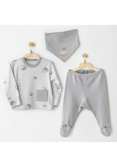 Melonika Hello Autumn 3'lü Zıbın Takım Grey Çok Renkli