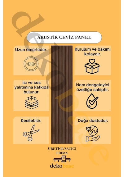 Ceviz 40x270cm Yeni Nesil Akustik Ahşap Duvar Paneli