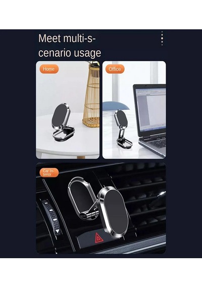 Metal Katlanır Mıknatıslı Telefon Tutucu Yüksek Kaliteli 360 Dönerli Soft Black Tutucu Metal Gri
