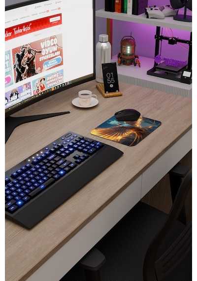 Anka Kuşu Kaymaz Dikişli Kauçuk Oyuncu Mousepad V1 - 22x18 Gaming Mouse Pad Fare Altlığı