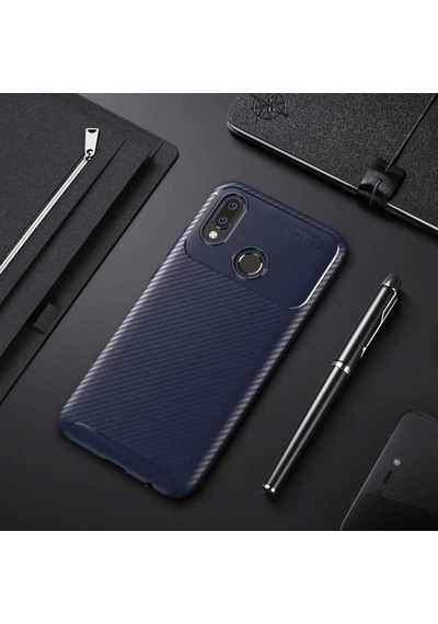 Huawei P20 Lite Kılıf Kamera Çıkıntılı Karbon Fiber Dokulu Renk Atmaz Kapak Negro