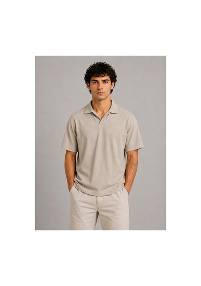 Parshey Regular Fit Fitilli Patlı Polo Yaka Erkek Tişört Premium Ottoman Kumaş Bej