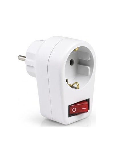 Anahtarlı Topraklı Priz Adaptörü 16a 3680w Işıklı Tekli Golyat Priz, Yüksek Güvenlikli, Tse & Ce Belgeli Enerji Tasarruflu Beyaz Priz Almera