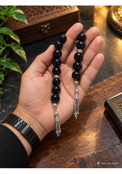 Şungit Taşı Zaza Sallamalık 12 Mm Premium Kalite El Yapımı