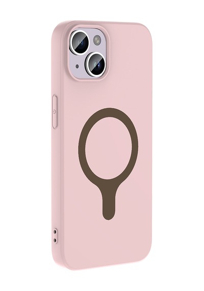 Maks Technology iPhone Uyumlu 13 Kılıf M-safe Şarj Özellikli Mkst Aris Silikon Kapak - Açık Pembe