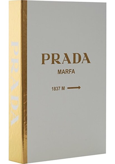 Dekoratif Kitap Kutu Prada Beyaz Gold