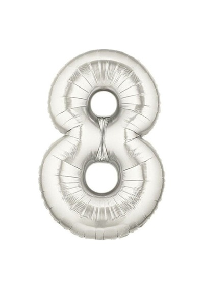 Şekilli Supershape Silver Rakam Folyo Balon 8 Numara Diğer