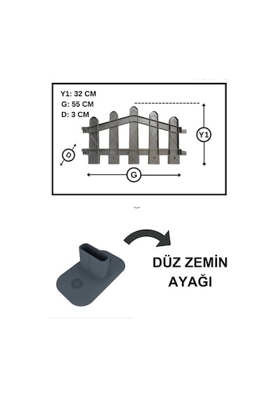 Dekoratif Plastik Alan Oluşturma Ve Bahçe Çiti 1 Adet Çit Y: 32 Cm / G: 55 Cm Sert Zemin Ayaklı - Yeşil