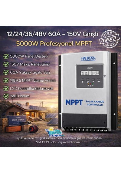 Havanesis Solar-60amps-150 12/24/36/48v 60a Mppt Şarj Kontrol Cihazı S60amps
