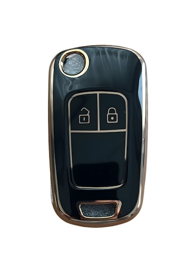 Autohan Keys Astra J, Corsa D, Corsa E, Insignia, Mokka, Meriva Için Akıllı Anahtar Kutusu, Siyah Altın, 2 Düğmeli Anahtar Kılıfı