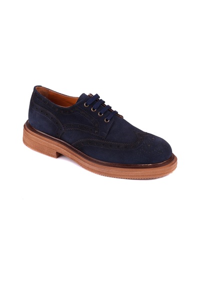 Shoetyle - Lacivert Hakiki Süet Bağcıklı Erkek Ayakkabı 666-3951-1236 Lacivert