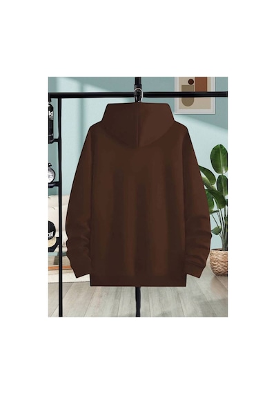 Medinenur Pogue Life Baskılı Kapüşonlu Sweatshirt Kahverengi