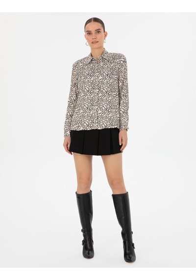 Pierre Cardin Kadın Kum Gömlek Desenli 50318227-vr085 Kum