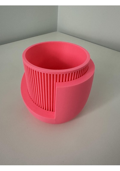 Omeyva Dekoratif Japandi Akıllı Çiftli Saksı Çiçek Kaktüs Bitki Yetiştirme Saksısı - 11 Cm. - Pembe