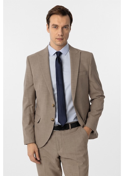 Süvari Sütlü Kahve Slim Fit Desenli Sivri Yaka 6 Drop Klasik Takım Elbise Süvari Sütlü Kahve Slim Fit Desenli Sivri Yaka 6 Drop Klasik Takım Elbise