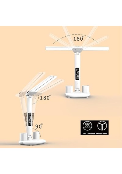 Katlanabilir Led Masa Lambası Dijital Ekranlı Saat Tarih Sıcaklık Göstergeli Usb 5v 1a 7w Dokunmatik Kontrollü Aya Genel