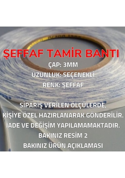 3 MM 1mt Çift Taraflı Bant Ekran Cam Kasa Kapak Tamir Bantı-şeffaf 1 Metre-Tamir Seti Hariç