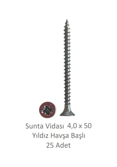 Sunta Vidası, 4,0 X 50 Mm, 25 Adet, Yhb Vida 4 x 50