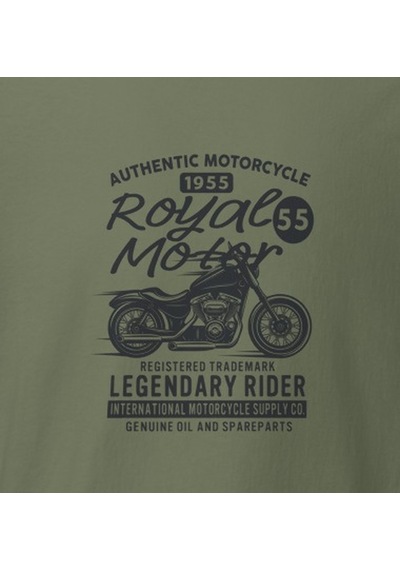 Wildstyle Royal Motor Legendary Rider Motosiklet Vintage Motor Baskılı Unisex Bisiklet Yaka Pamuklu Tişört - H