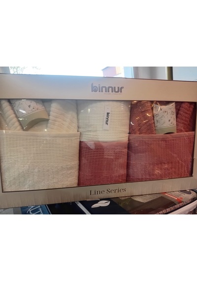 Binnur Line 10 Parça Aile Bornoz Takımı / %100 Pamuk / Aile Seti / Çeyizlik / Günlük / Modern / 1.kalite Turuncu