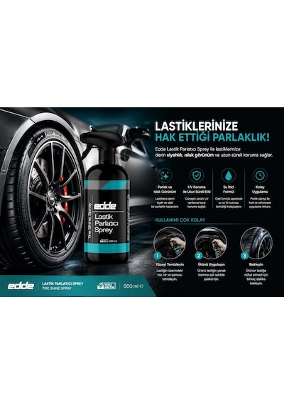 Edde Araba Araç Oto Lastik Parlatıcı Temizleyici Sıvı Lastik Temizleme 500 Ml Oto Detailing