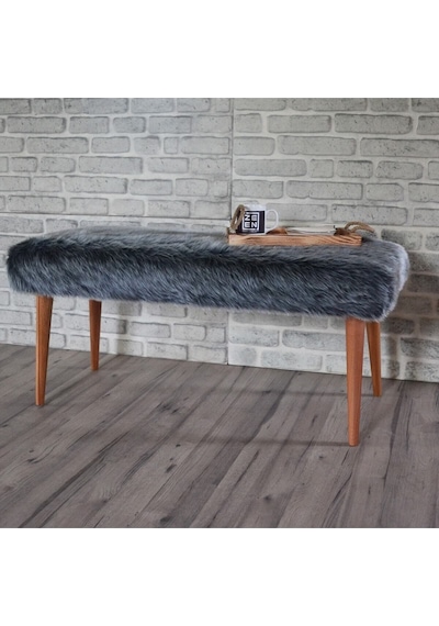 Retro Bench Antrasit Peluş Antrasit Peluş