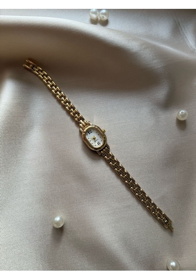 Retro Minimal Boncuk Kordon Vintage Kadın Kol Saati Altın
