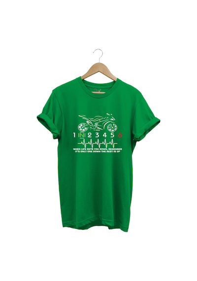 Hearth Beat Pulse Racing Motor Baskılı Tshirt Yeşil